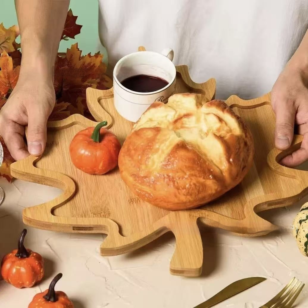 Maple leaf wooden serving tray